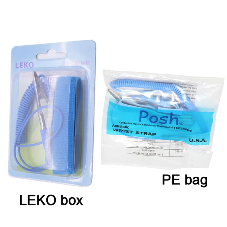 Adjustable Blue Color Elastic ESD Wireless Wrist Strap White Yarn Antistatic Wrist Strap Cordless