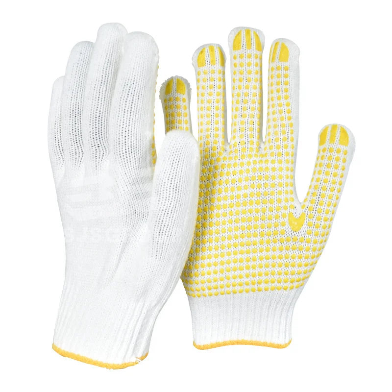 Wholesale Cheaper Price One Side Pvc Dot White Cotton Gloves for Work Industrial Safety Heat Resistant Dotted Cotton Gloves