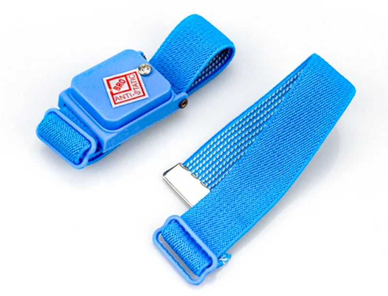 Adjustable Blue Color Elastic ESD Wireless Wrist Strap White Yarn Antistatic Wrist Strap Cordless