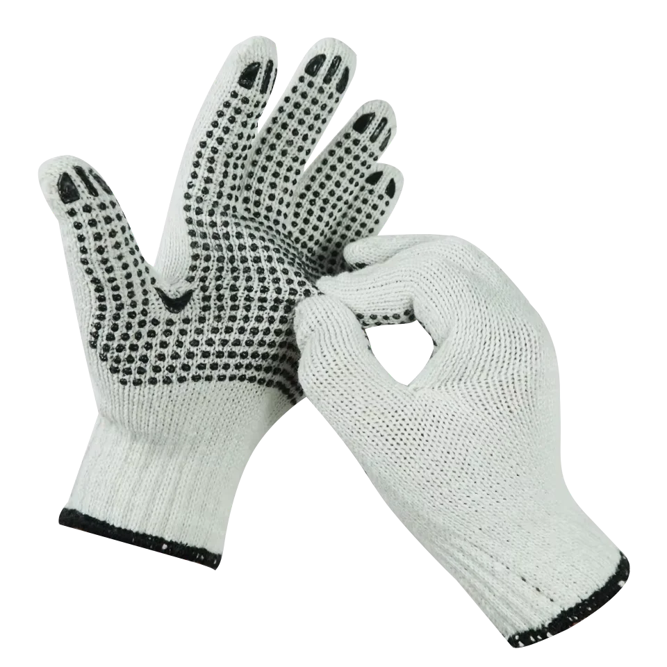PVC Dotted Cotton + Polyester Knitted Work Gloves Anti Slip Gloves with Dots
