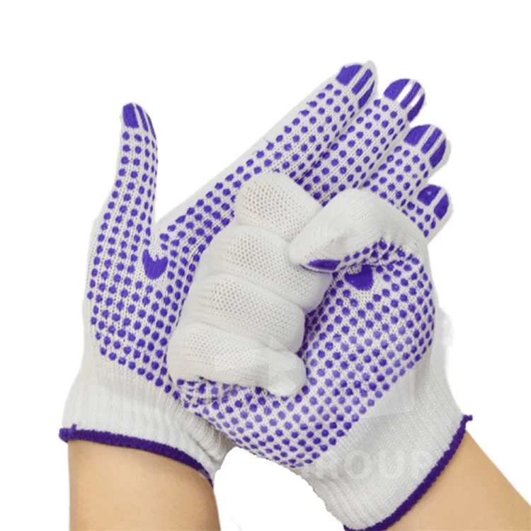 Wholesale Cheaper Price One Side Pvc Dot White Cotton Gloves for Work Industrial Safety Heat Resistant Dotted Cotton Gloves