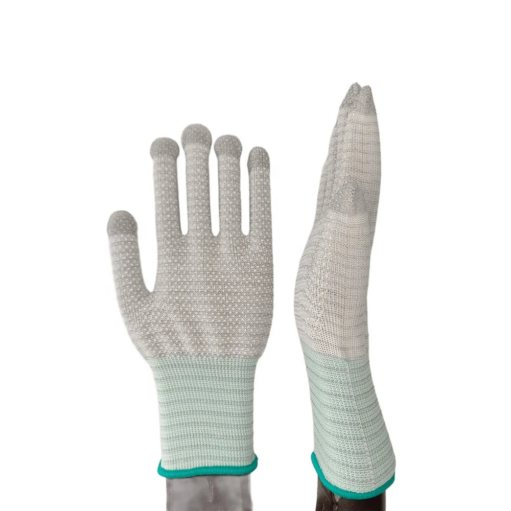 PVC Dotted Anti Slip Static Proof ESD Gloves Stripes Clean Room Anti Static Carbon Fiber ESD Glove for Electronic