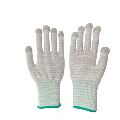 13G ESD Carbon Stripe Seamless Knitted Work Glove Grip PVC Dotted Non Slip Anti Static Gloves for Industry