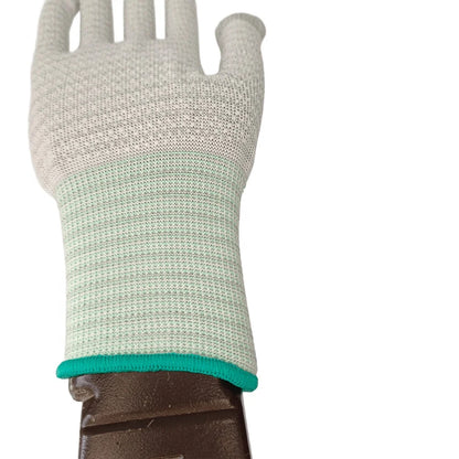 13G ESD Carbon Stripe Seamless Knitted Work Glove Grip PVC Dotted Non Slip Anti Static Gloves for Industry