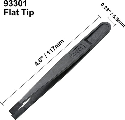 Black Anti-static ESD Plastic Tweezers Set Pointed Flat Curved Tips Tweezers for Electronics Phone PCB Repair Tools Kit
