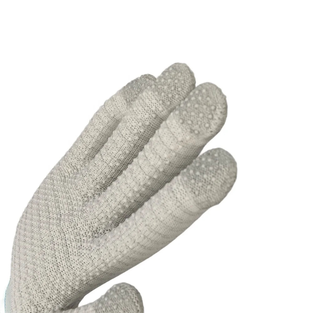 13G ESD Carbon Stripe Seamless Knitted Work Glove Grip PVC Dotted Non Slip Anti Static Gloves for Industry
