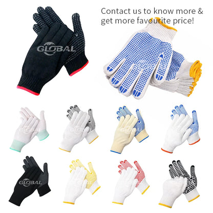 Wholesale Cheaper Price  One Side Pvc Dot  White Cotton Gloves for Work Industrial Safety Heat Resistant Dotted Cotton Gloves