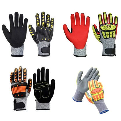 Oilfield Sandy Nitrile Shock Vibration Level 5 Cut Resistant Work Safety Mechanic TPR Gloves Anti High Impact Gloves for Mining