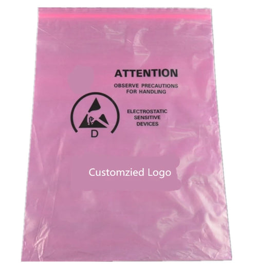 Maxsharer Factory Customized Sale PCB Packaging Lint Free Bag ESD Pink PE Bag A0105 Antistatic LOGO Print Pink PE Bag