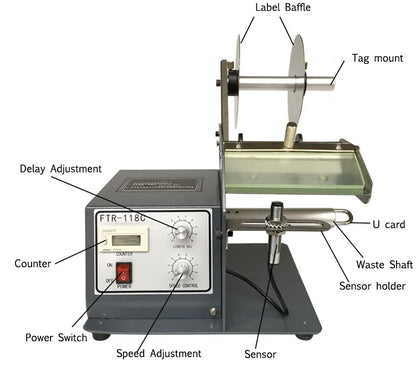 FTR-118C Automatic Label Dispenser with Counter,Photoelectric Sensor/Fiber Optic Sensor, Adjustable  Length Speed