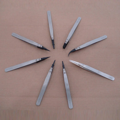 ESD Metal Tweezers with Changeable Head/tweezers Stainless Steel Professional/tweezers Tools