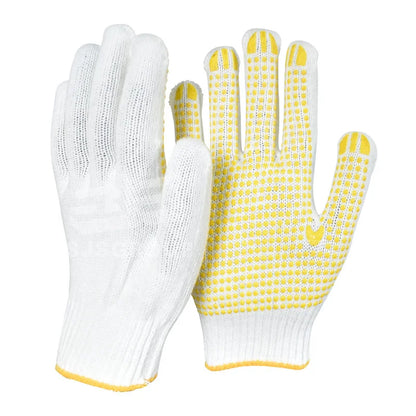 Wholesale Cheaper Price  One Side Pvc Dot  White Cotton Gloves for Work Industrial Safety Heat Resistant Dotted Cotton Gloves