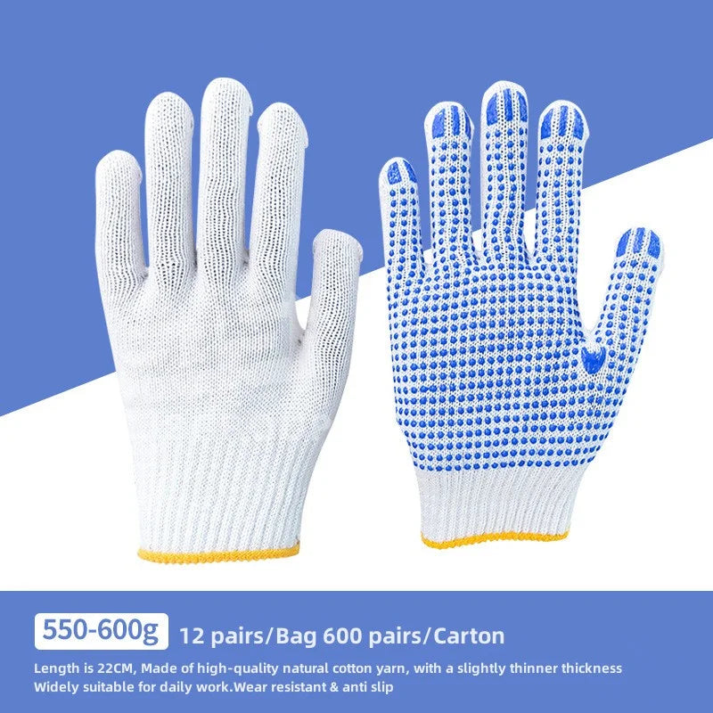 Wholesale Cheaper Price  One Side Pvc Dot  White Cotton Gloves for Work Industrial Safety Heat Resistant Dotted Cotton Gloves