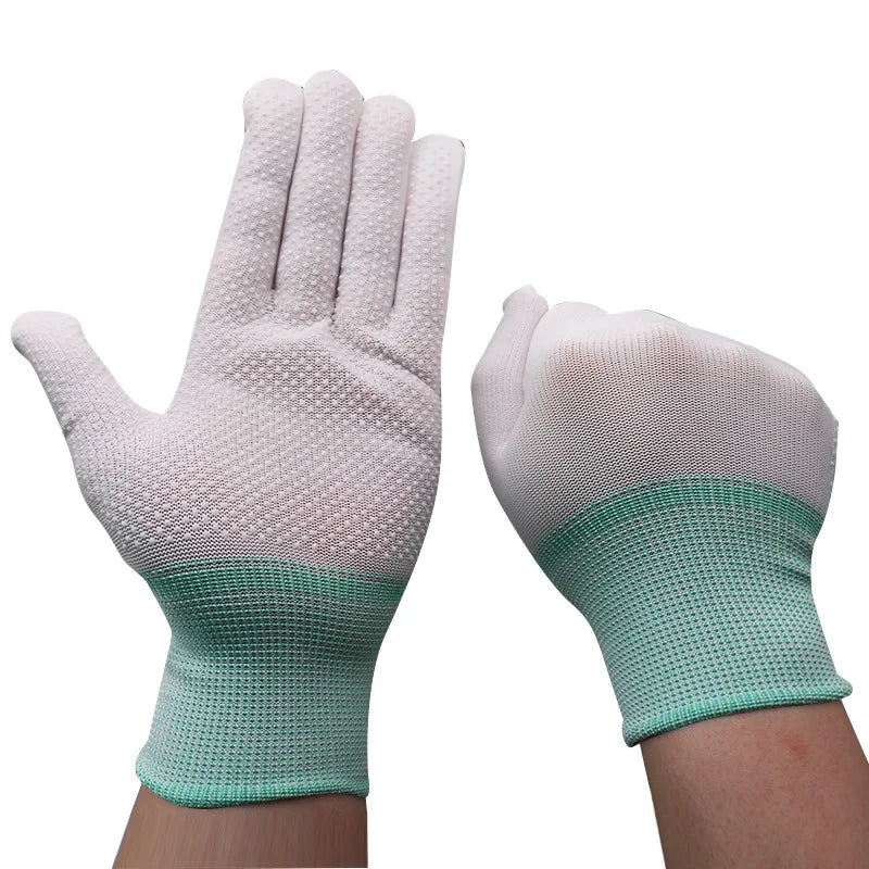 Wholesale Manufacturer 13 Needle Nylon Anti-Slip PVC Dot Bead and Anti-Static Safety Gloves Dust-Free Labor Protection Gloves