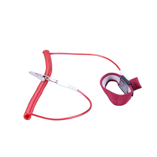 Custom Rose Red PU 2.0m ESD Wrist Wtrap Adjustable Elastic Static Release Wrist Band Anti-static Bracelets With Banana Plug