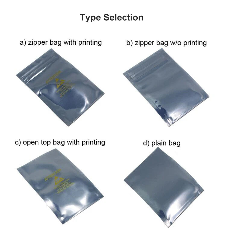 ESD Safe AntiStatic Shielding Bags for IC Chips PC Components Automotive PCB Storage Hot Stamping Auto ESD Shielding