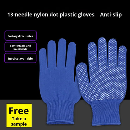 Wholesale Manufacturer 13 Needle Nylon Anti-Slip PVC Dot Bead and Anti-Static Safety Gloves Dust-Free Labor Protection Gloves