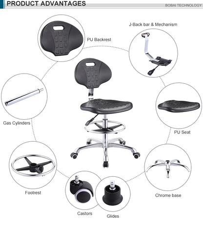 Laboratory Furniture Computer Lab Chair/High Quality Adjustable Lab Stool Anti-static PU Hospital Chair/Rotatable ESD Chair