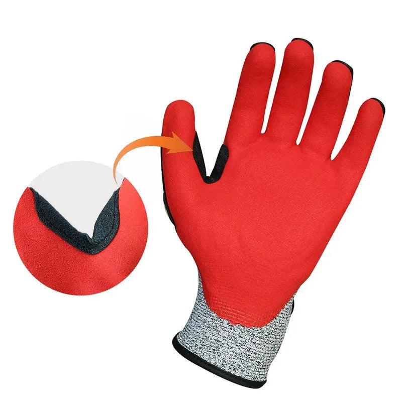 Oilfield Sandy Nitrile Shock Vibration Level 5 Cut Resistant Work Safety Mechanic TPR Gloves Anti High Impact Gloves for Mining